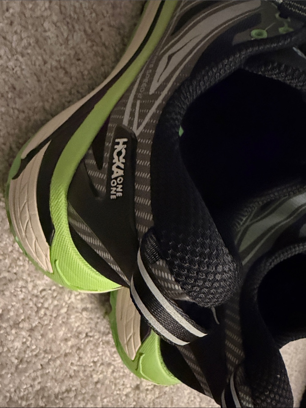 Hoka One One Men’s Gray and Neon Green Trail Running Shoes. Like brand new - Picture 5 of 5